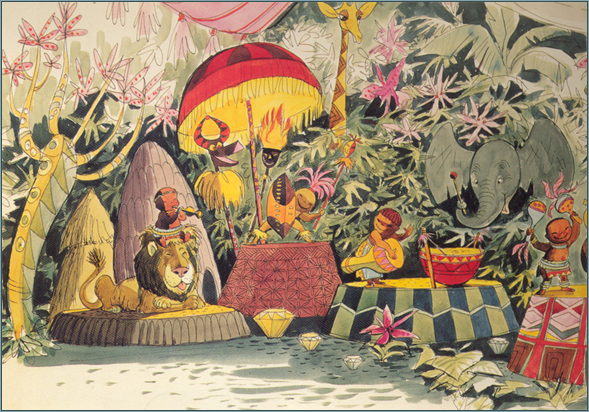En van Marc Davis' ontwerpen voor It's a Small World -|- Illustratie: WED,  Disney